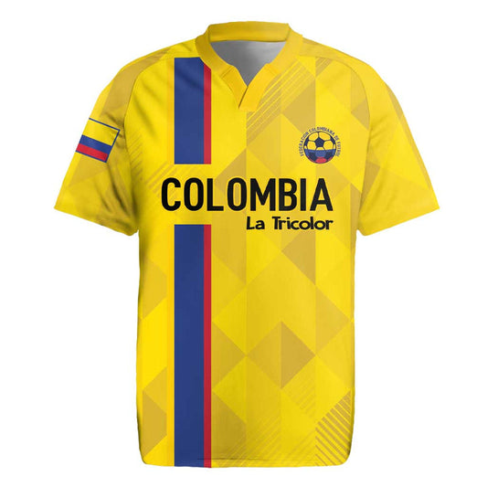 Custom Colombia Football 2024 Vamos La Tricolor - Yellow Rugby Jersey