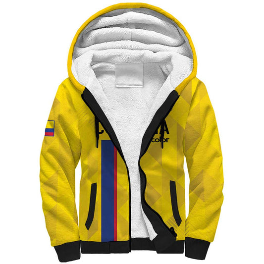 Custom Colombia Football 2024 Vamos La Tricolor - Yellow Sherpa Hoodie