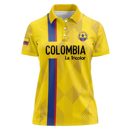 Custom Colombia Football 2024 Vamos La Tricolor - Yellow Women Polo Shirt