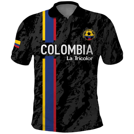 Custom Colombia Football 2024 Vamos La Tricolor - Black Polo Shirt