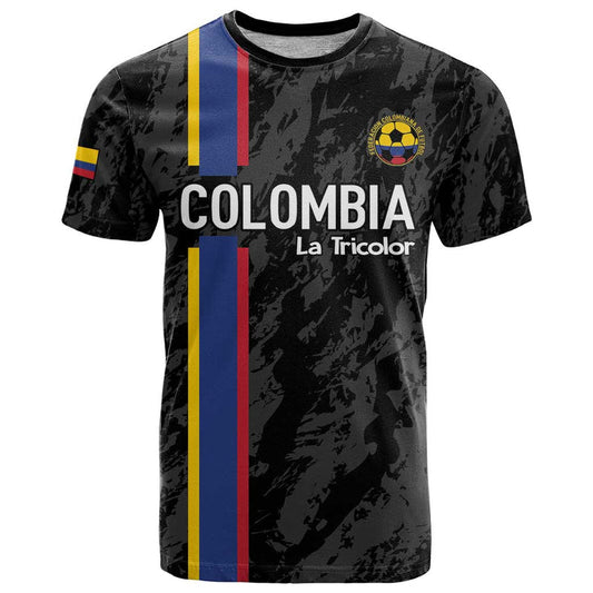 Custom Colombia Football 2024 Vamos La Tricolor - Black T Shirt