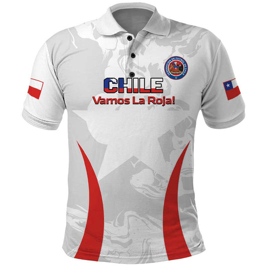 Custom Chile Football 2024 Vamos La Roja - White Polo Shirt