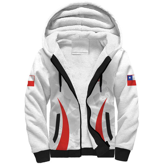 Custom Chile Football 2024 Vamos La Roja - White Sherpa Hoodie