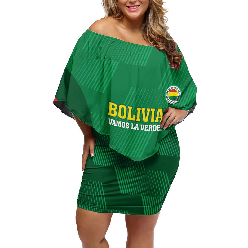 Custom Bolivia Football 2024 Vamos La Verde - Green Off Shoulder Short Dress