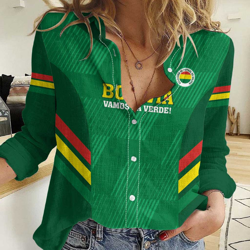 Custom Bolivia Football 2024 Vamos La Verde - Green Women Casual Shirt