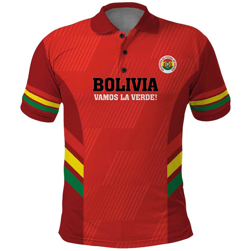 Custom Bolivia Football 2024 Vamos La Verde - Red Polo Shirt