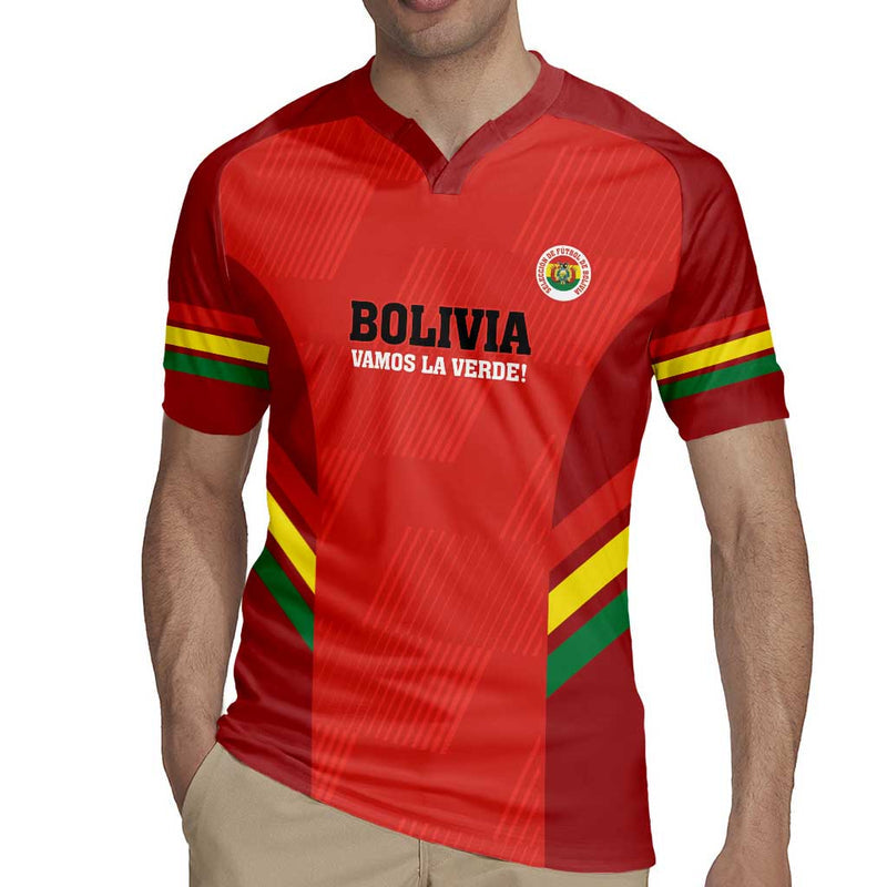 Custom Bolivia Football 2024 Vamos La Verde - Red Rugby Jersey