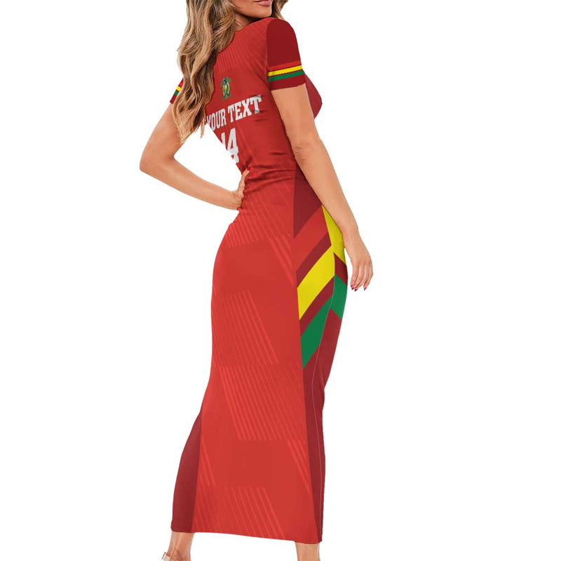 Custom Bolivia Football 2024 Vamos La Verde - Red Short Sleeve Bodycon Dress