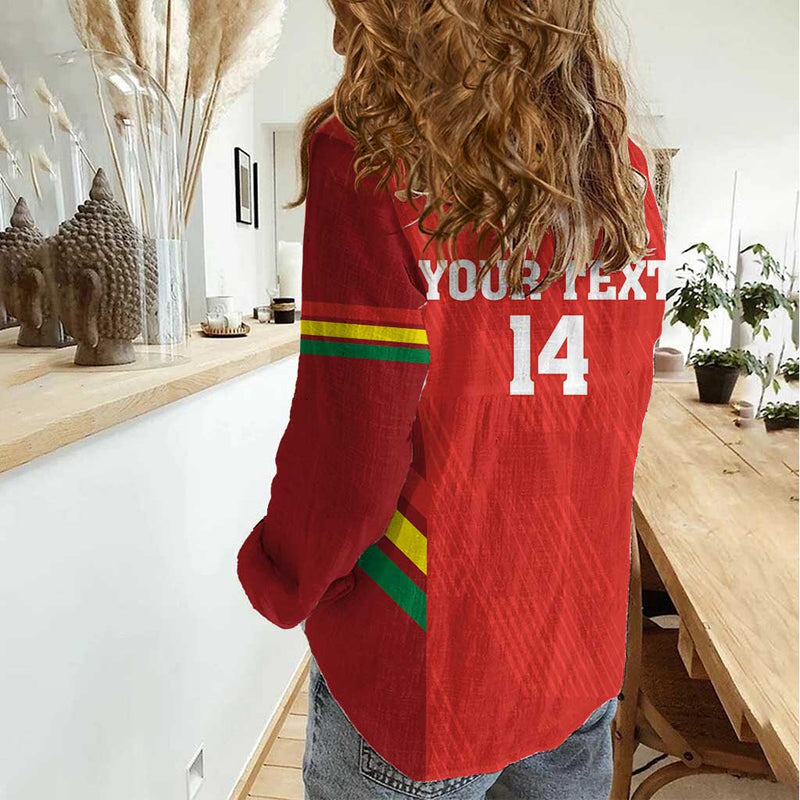 Custom Bolivia Football 2024 Vamos La Verde - Red Women Casual Shirt