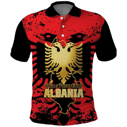 Albania Independence Day Dita E Pavaresise Map Grunge Style Polo Shirt