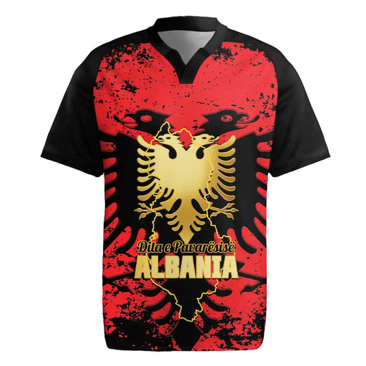 Albania Independence Day Dita E Pavaresise Map Grunge Style Rugby Jersey