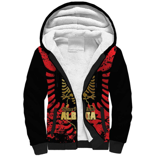 Albania Independence Day Dita E Pavaresise Map Grunge Style Sherpa Hoodie