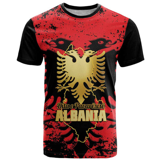 Albania Independence Day Dita E Pavaresise Map Grunge Style T Shirt