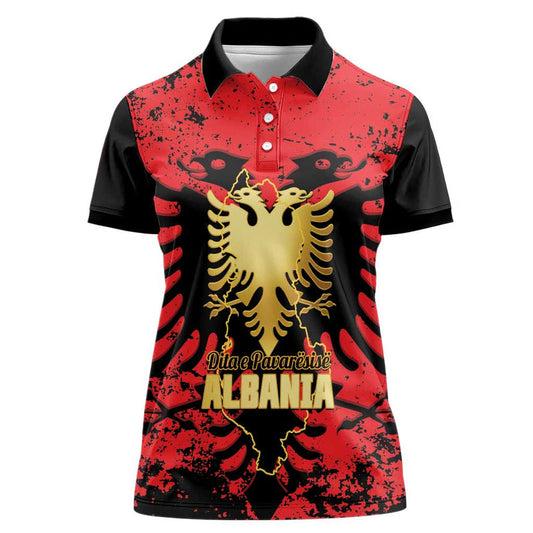 Albania Independence Day Dita E Pavaresise Map Grunge Style Women Polo Shirt
