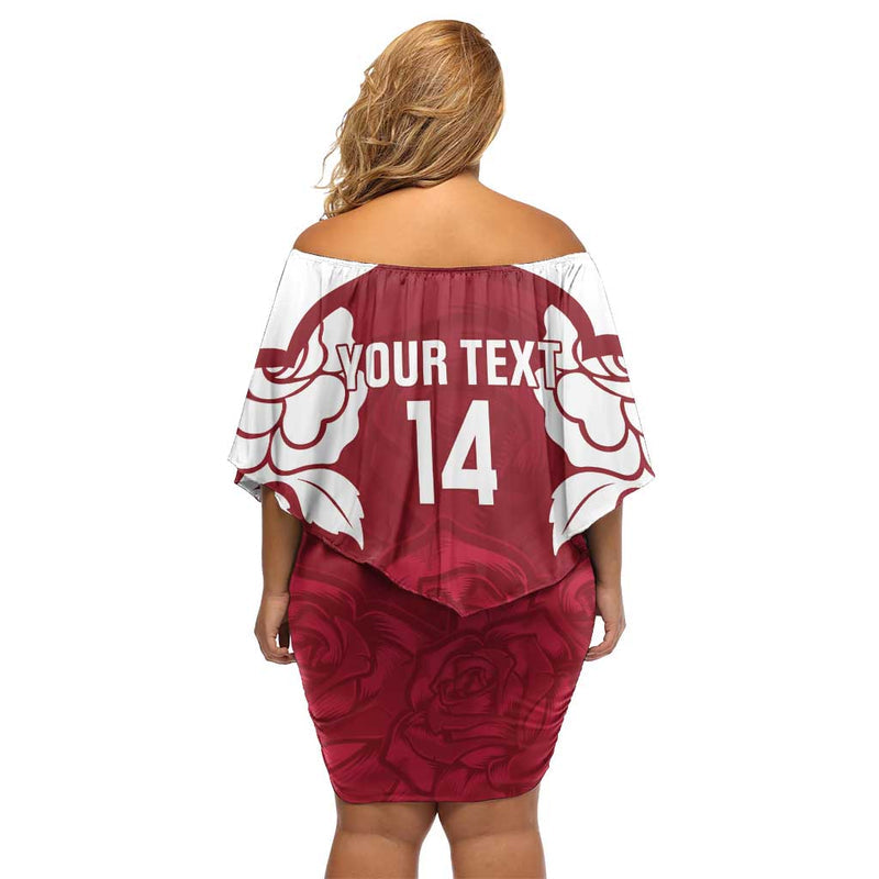 Custom England Rugby 2025 Go Champions Red Rose Off Shoulder Short Dress