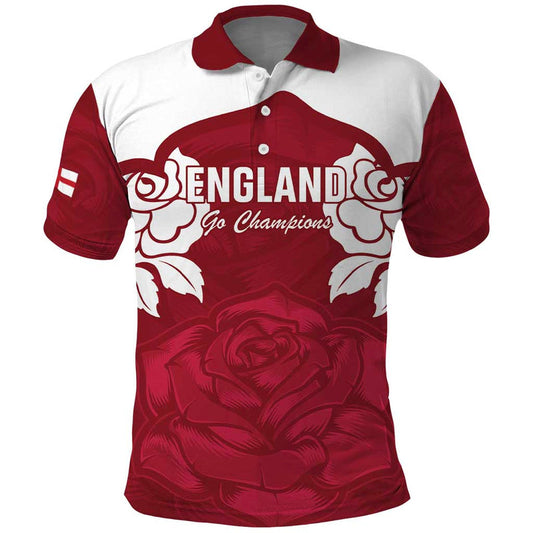 Custom England Rugby 2025 Go Champions Red Rose Polo Shirt