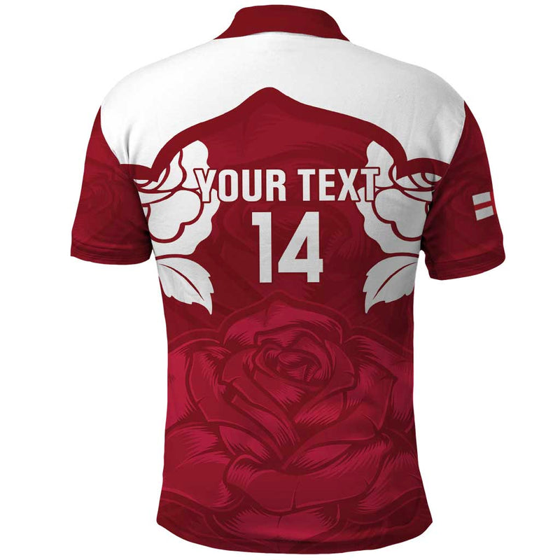 Custom England Rugby 2025 Go Champions Red Rose Polo Shirt