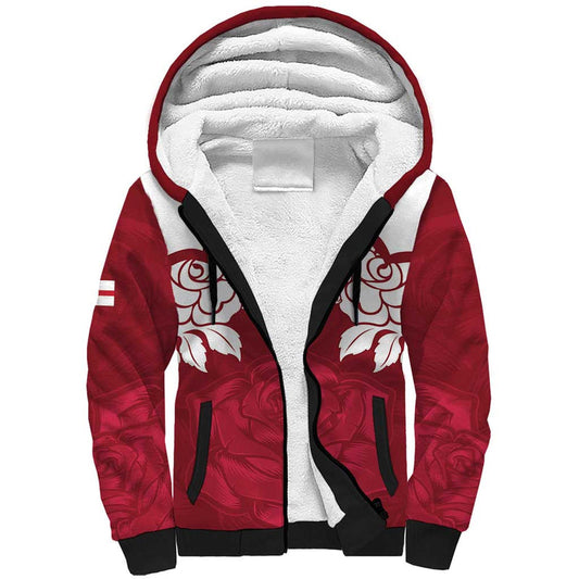 Custom England Rugby 2025 Go Champions Red Rose Sherpa Hoodie