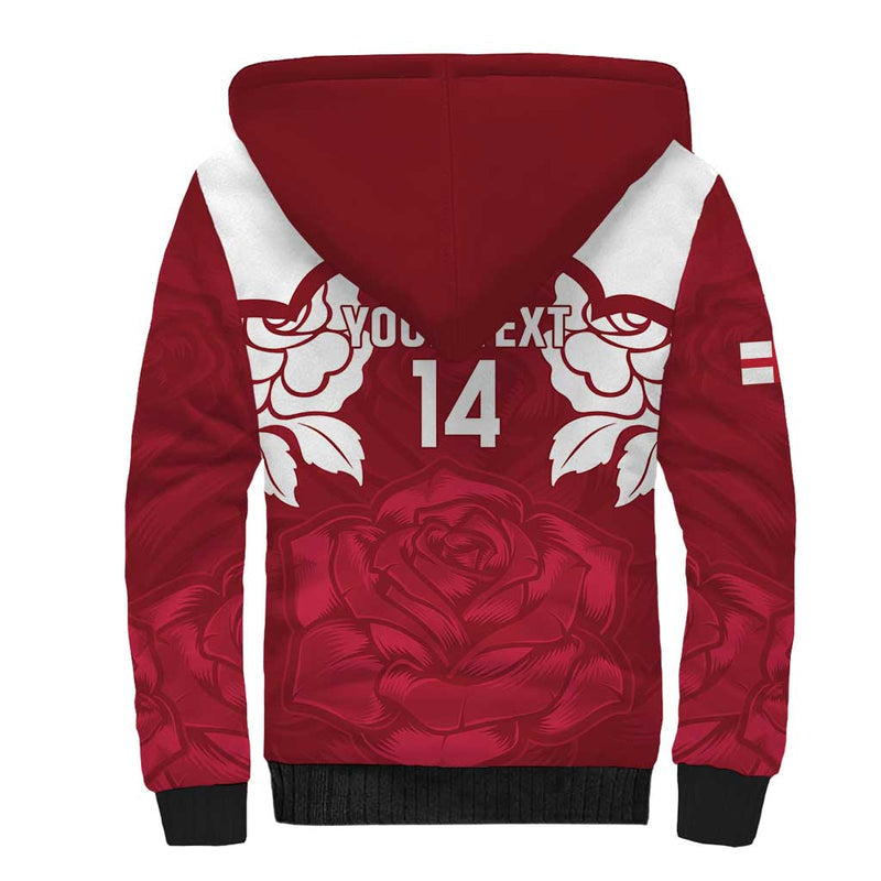 Custom England Rugby 2025 Go Champions Red Rose Sherpa Hoodie