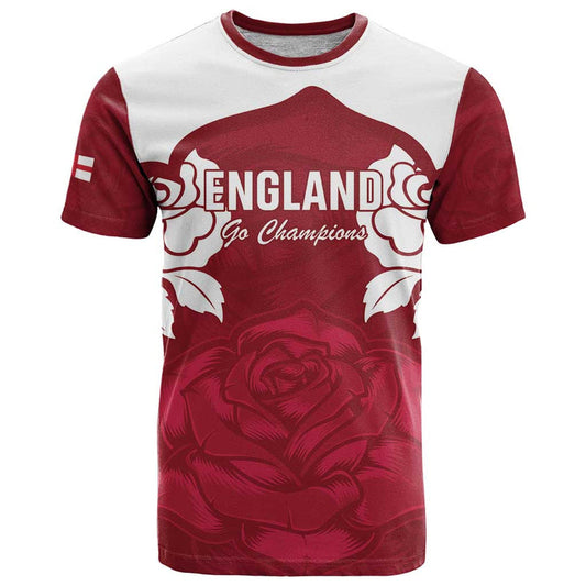 Custom England Rugby 2025 Go Champions Red Rose T Shirt