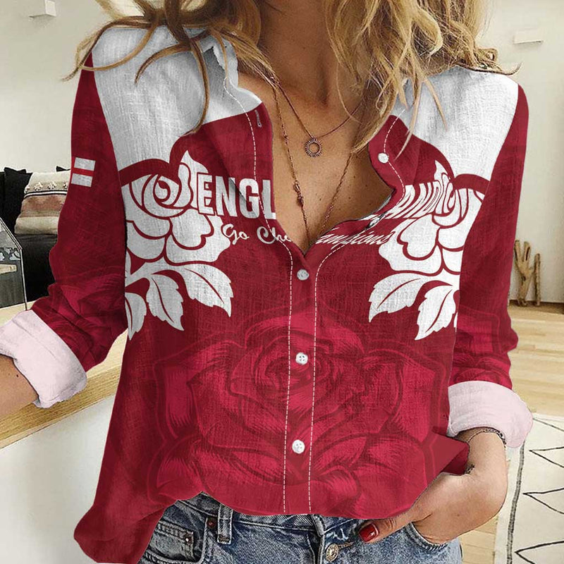 Custom England Rugby 2025 Go Champions Red Rose Women Casual Shirt