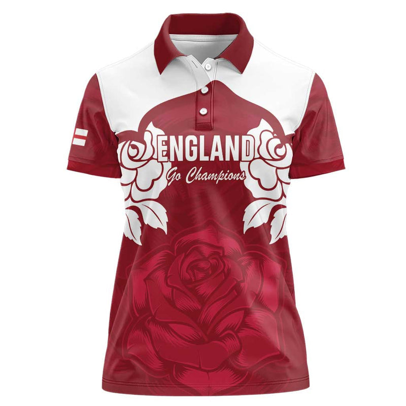 Custom England Rugby 2025 Go Champions Red Rose Women Polo Shirt