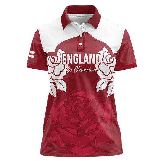 Custom England Rugby 2025 Go Champions Red Rose Women Polo Shirt