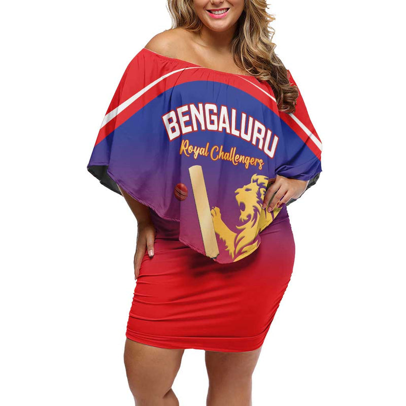 Custom Bengaluru India Cricket Go Champions Off Shoulder Short Dress