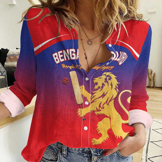 Custom Bengaluru India Cricket Go Champions Women Casual Shirt