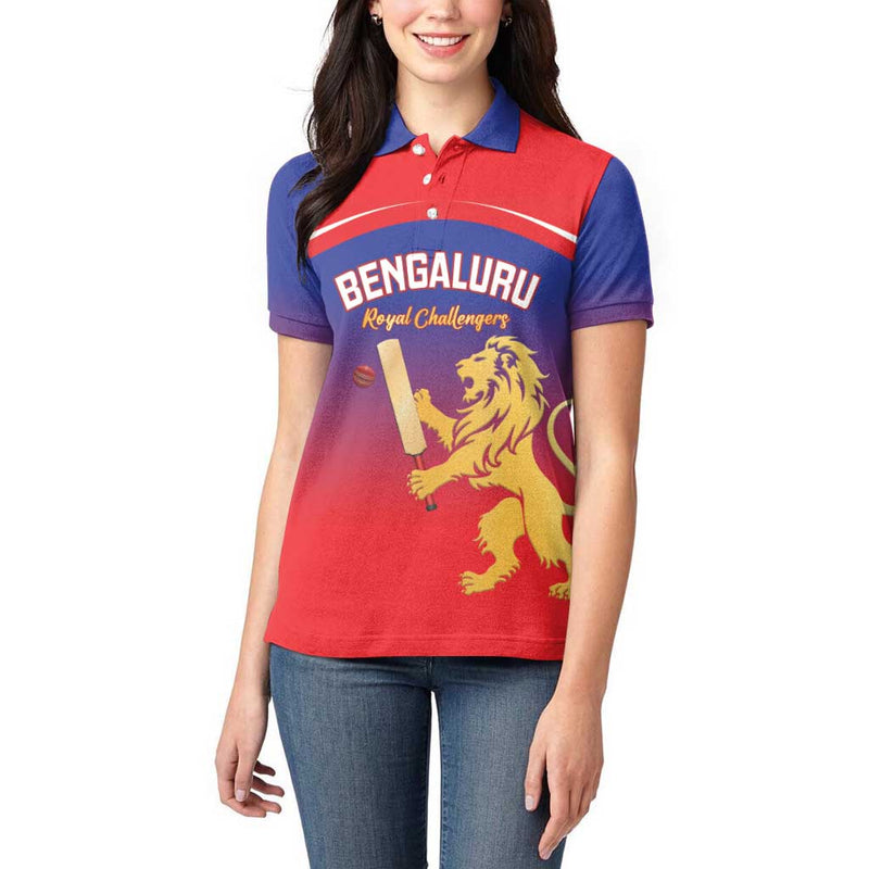 Custom Bengaluru India Cricket Go Champions Women Polo Shirt