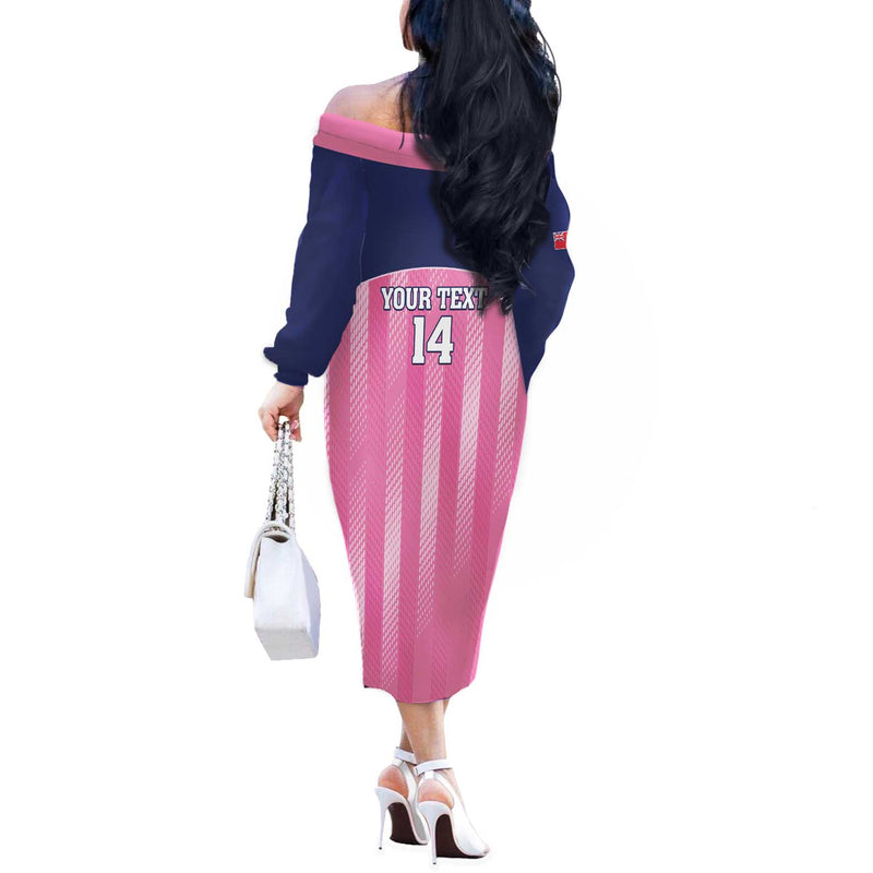 Custom Bermuda Cricket Go Gombey Warriors Off The Shoulder Long Sleeve Dress