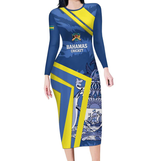 Custom The Bahamas Cricket Come On Bahamian Long Sleeve Bodycon Dress