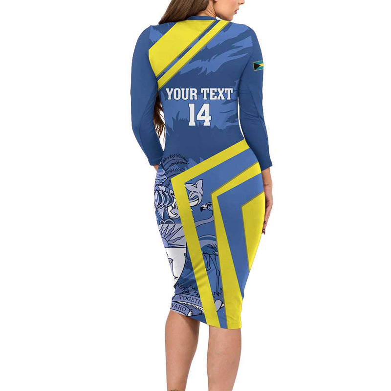 Custom The Bahamas Cricket Come On Bahamian Long Sleeve Bodycon Dress