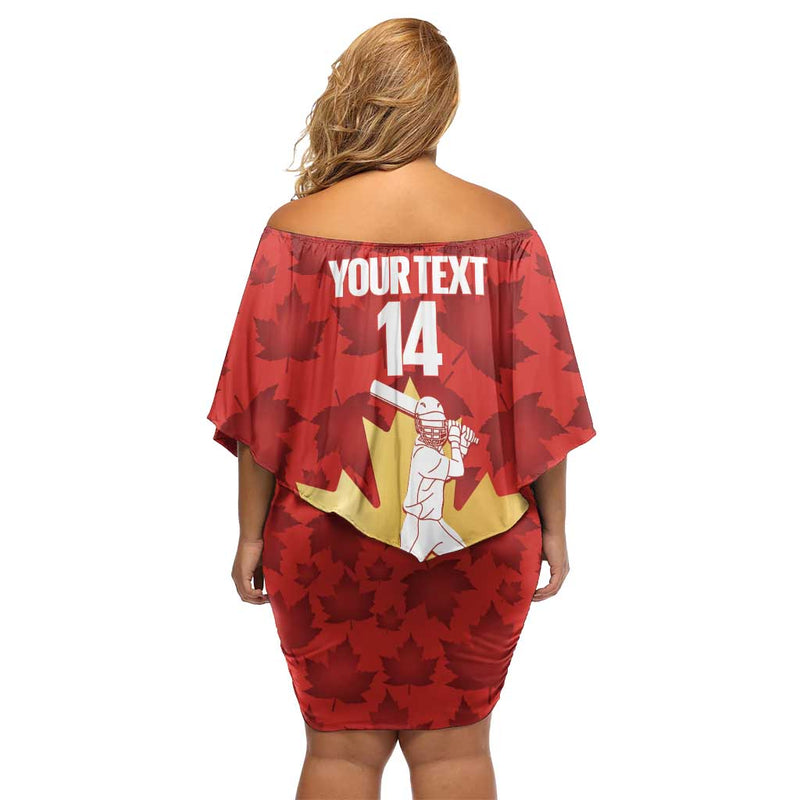 Custom Canada Cricket Come On Maple Leaf Off Shoulder Short Dress