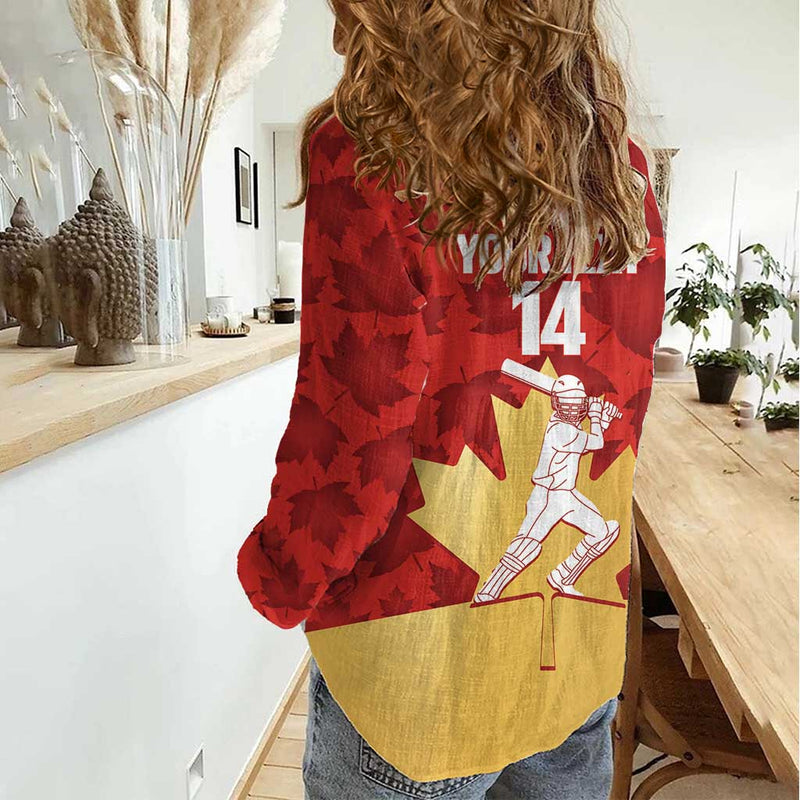 Custom Canada Cricket Come On Maple Leaf Women Casual Shirt