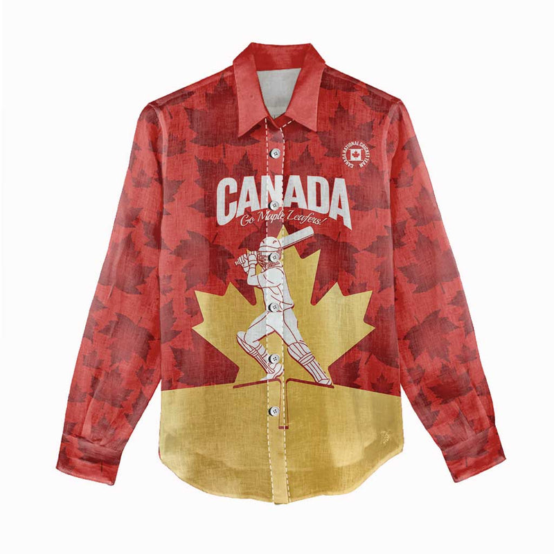 Custom Canada Cricket Come On Maple Leaf Women Casual Shirt