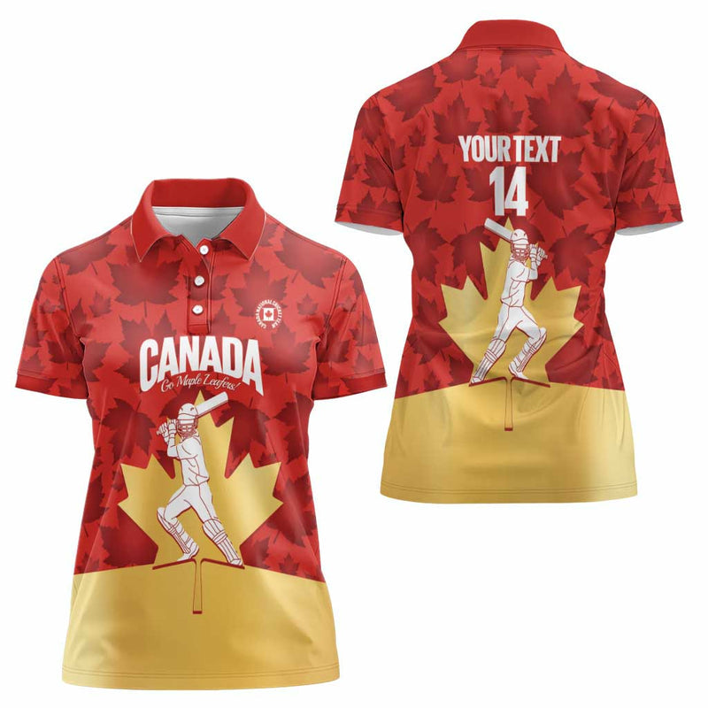 Custom Canada Cricket Come On Maple Leaf Women Polo Shirt