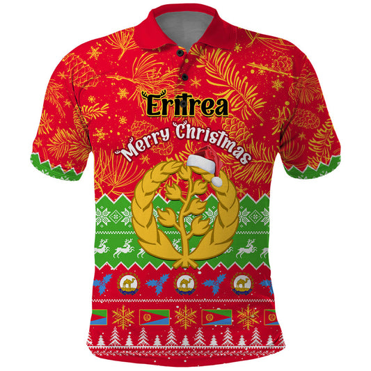 Eritrea Christmas Eritrean Olive Santa Claus Merry Xmas Polo Shirt
