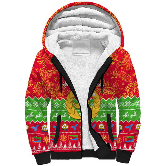 Eritrea Christmas Eritrean Olive Santa Claus Merry Xmas Sherpa Hoodie