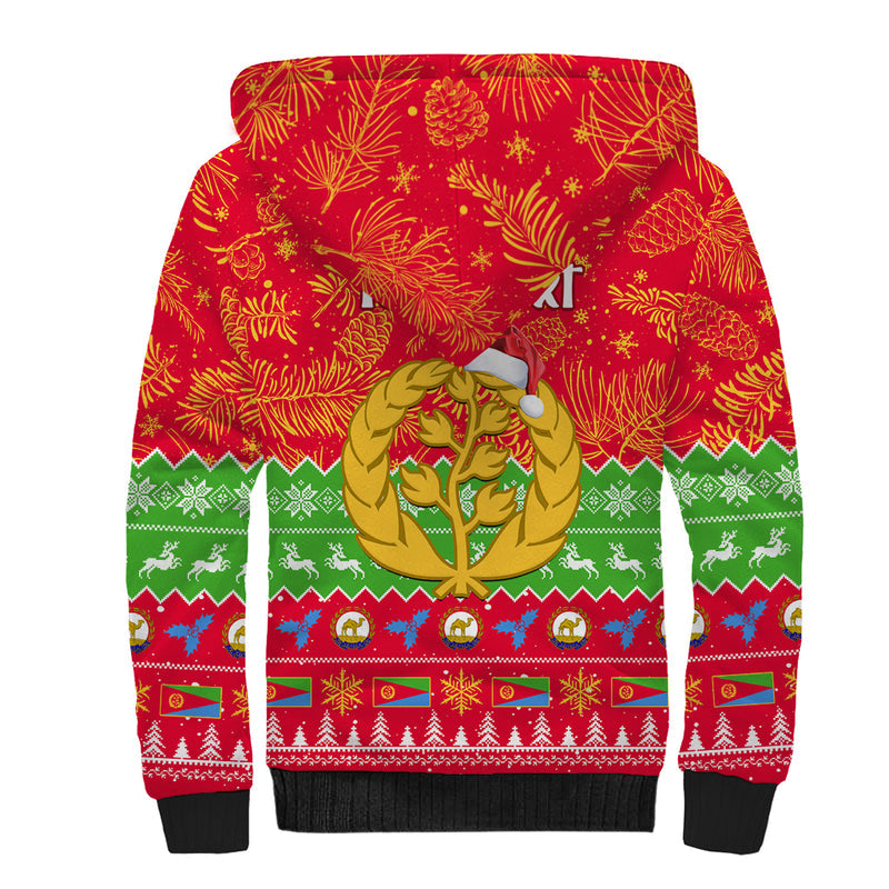 Eritrea Christmas Eritrean Olive Santa Claus Merry Xmas Sherpa Hoodie