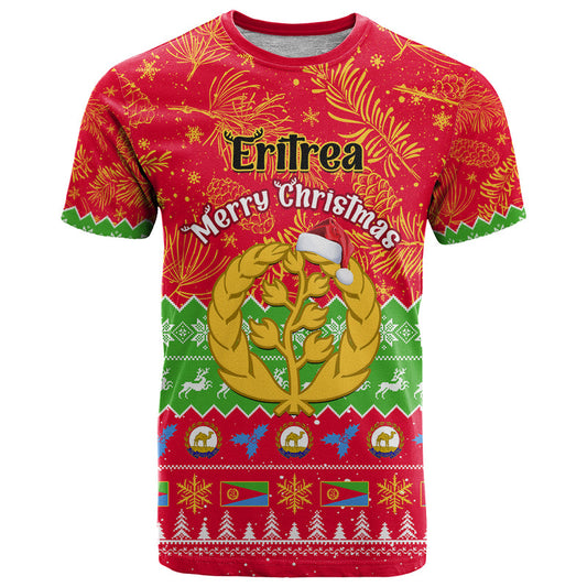 Eritrea Christmas Eritrean Olive Santa Claus Merry Xmas T Shirt