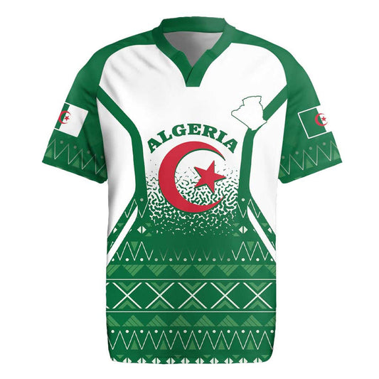 Algeria Coat Of Arms African Pattern Rugby Jersey