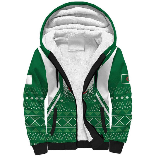 Algeria Coat Of Arms African Pattern Sherpa Hoodie