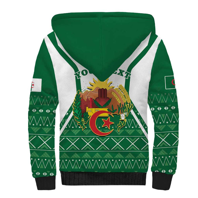 Algeria Coat Of Arms African Pattern Sherpa Hoodie