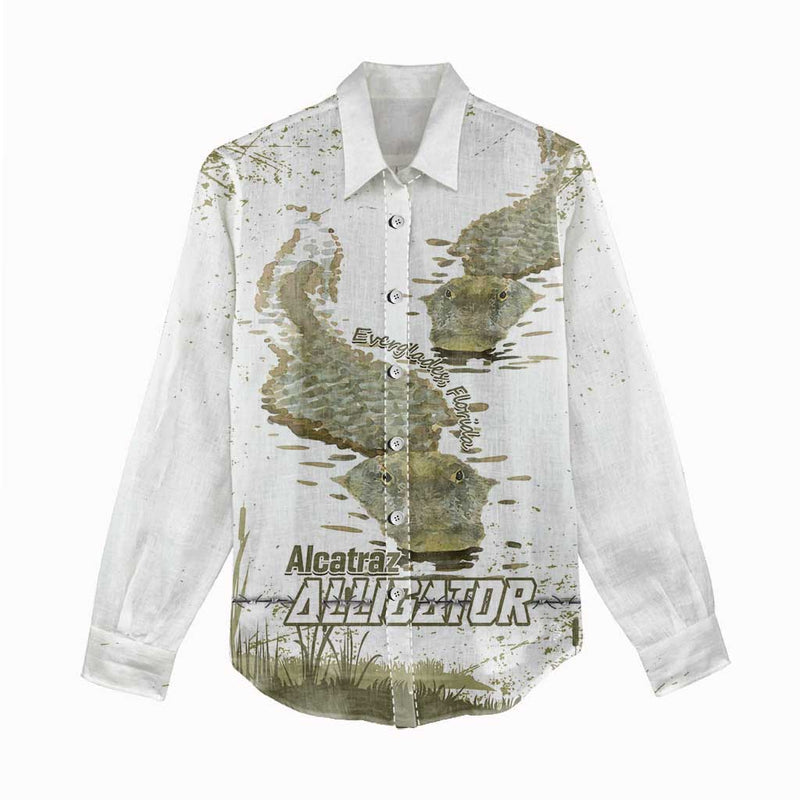 Everglades Florida Alligators Alcatraz Est 2025 Women Casual Shirt
