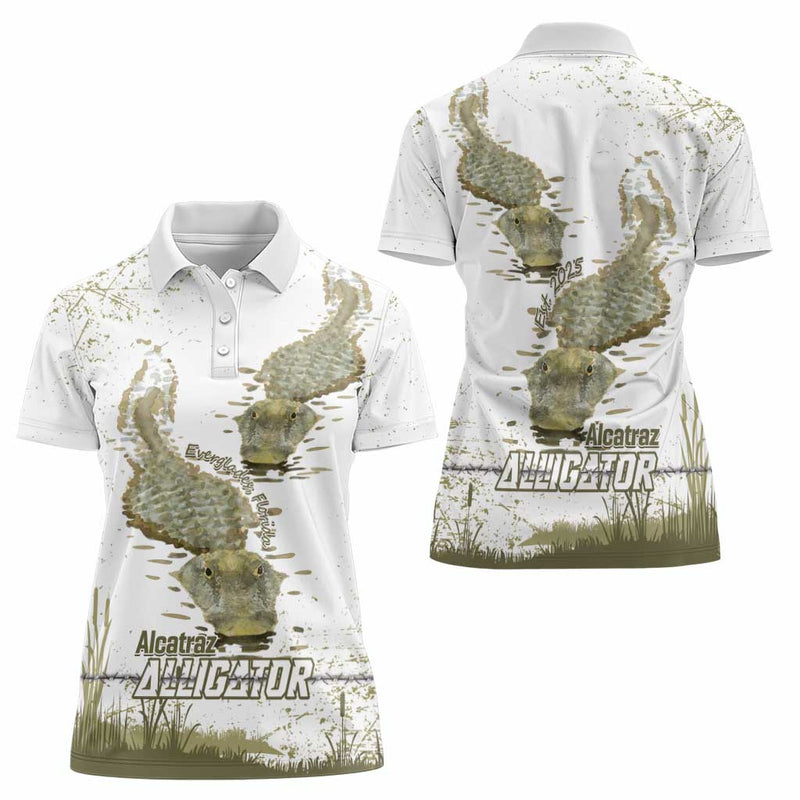 Everglades Florida Alligators Alcatraz Est 2025 Women Polo Shirt