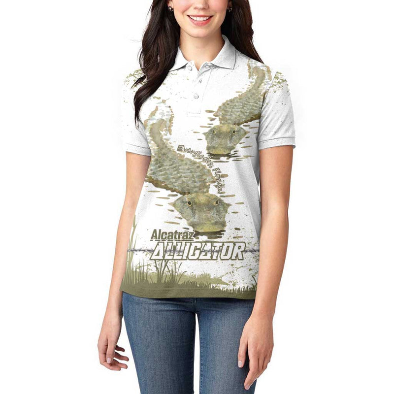 Everglades Florida Alligators Alcatraz Est 2025 Women Polo Shirt