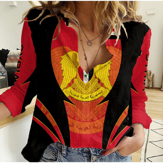(Custom Personalised) Syria Evacuation Day Coat Of Arms Women Casual Shirt
