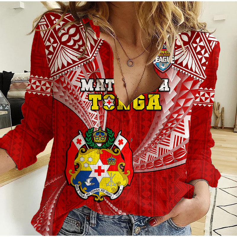 (Custom Text And Number) Tonga Rugby Mate Maa Tonga Pacific Tongan Ngatu Women Casual Shirt