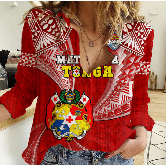 (Custom Text And Number) Tonga Rugby Mate Maa Tonga Pacific Tongan Ngatu Women Casual Shirt